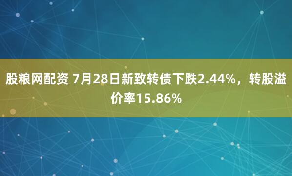 股粮网配资 7月28日新致转债下跌2.44%，转股溢价率15.86%